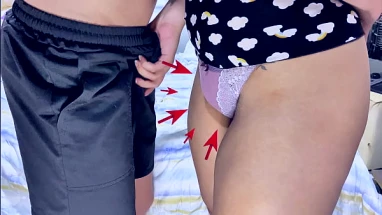Cute japanese schoolgirl handjob all alone in the room