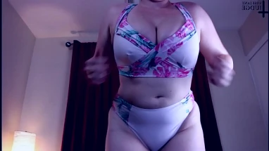 Trying on Bikinis and Swimsuits